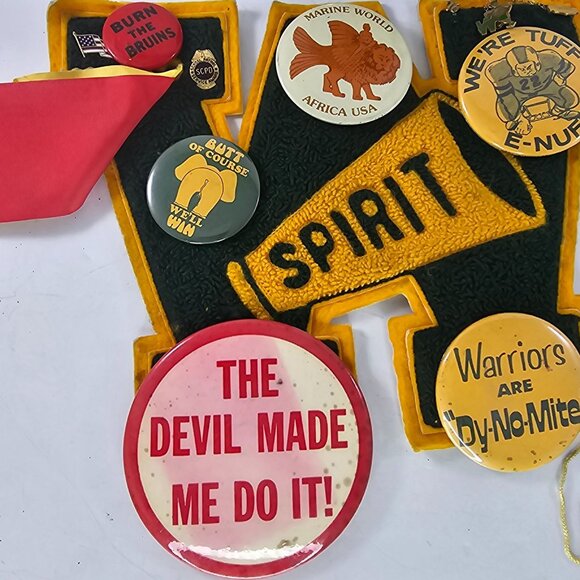 Vintage Warriors Spirit Memorabilia Lot Buttons Ribbons Pennant Mug & Tassel - Picture 5 of 13